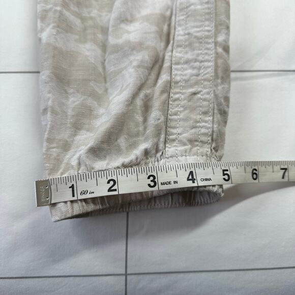 Athleta Pants Womens 4 Cream Camo Cabo Tide Linen Jogger Drawstring Lightweight - Picture 13 of 13